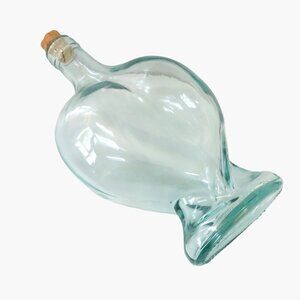 Vintage Robert Rothchild 9" Heart Shape Aqua Blue-Green Glass Bottle Decanter